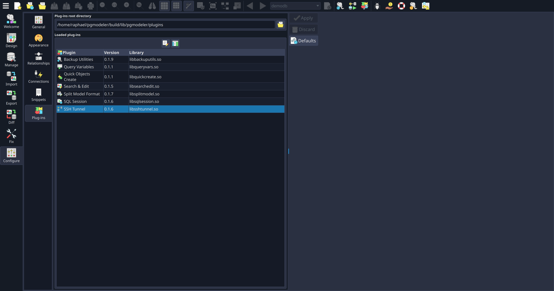 Check details of all loaded plug-ins.