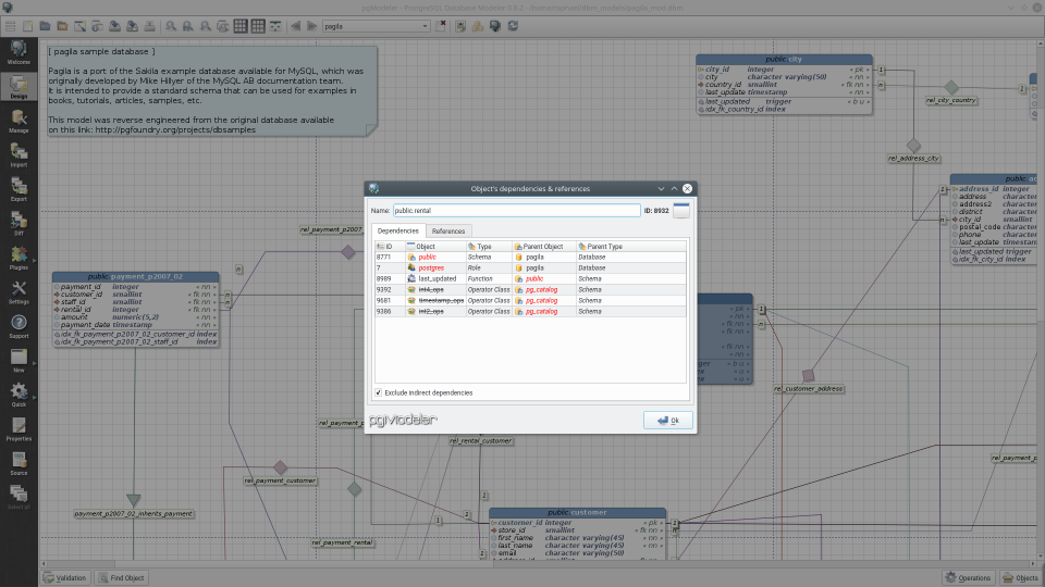 Identify how many objects depends on or are referenced by the selected one.
