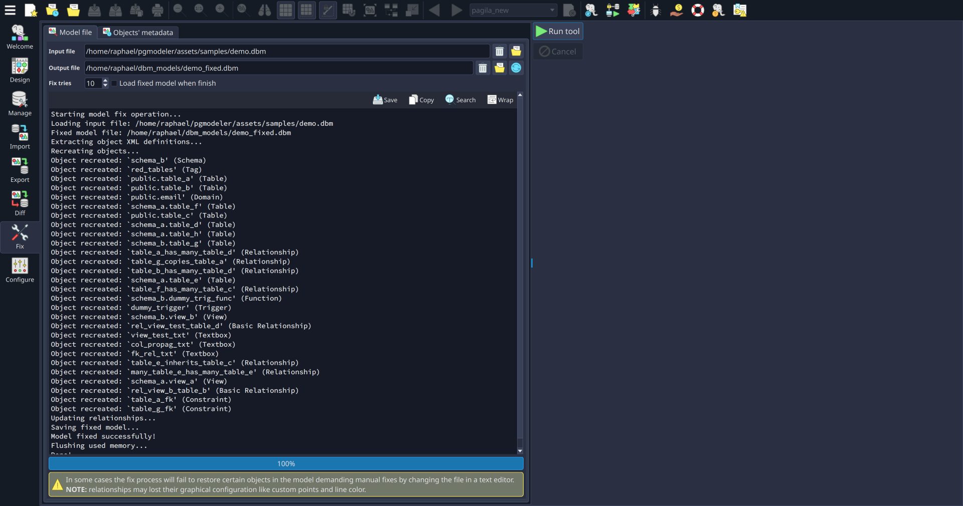 Have a broken model? Don't worry, use the model fix dialog!