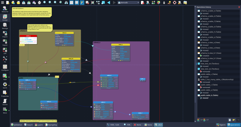 Keep track of all changes done in your model through the executed operations history.